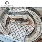 China manufacturer modern design stairs beige marble curved staircase