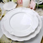 Elegent Royal porcelain tableware white embossed wedding dinnerware sets, charger plate