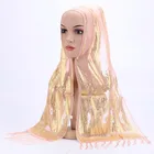 Gold Shawl High Quality Women Chiffon Tassel Rhinestones Hijab Muslim Scarf Gold Stamping Cfaft Shawl