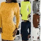 Dress Sweater Dresses Women Autumn Winter Women Ladies Mid-Length Bag Hip Waist Waist Twist Knitted Sweater Dress