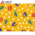 Heat-Insulation Soft Comfortable Cartoon Printed yellow Polyester Satin floral Fabric