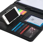 Leather File Business A4 Pu Portfolio Binder Zipper Conference Presentation Folder
