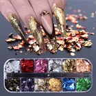 Nail Sticker 12colors Mixed Aluminum Nail Sequins Gold Foil Nail Art Sticker Glitter