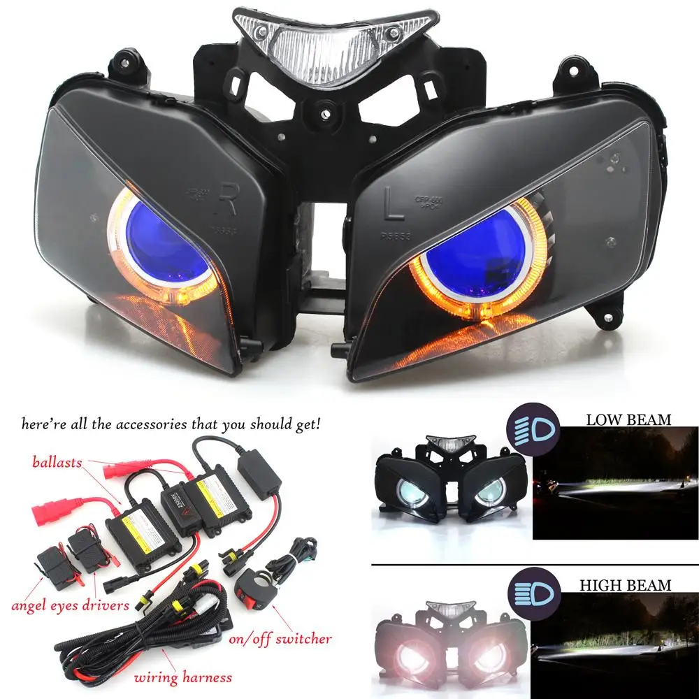 Assembly HID Projector Yellow Angel Blue Devil Eye Headlight Fit For Honda CBR1000RR Front Headlamp