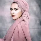 Hot Selling Women Plain Scarf Muslim Crinkle Hijab Viscose Pleated Cotton Hijab Scarf
