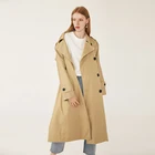 Double breasted belt windbreaker jacket khaki trench coat