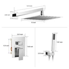 BWE 10 Inch Square Bathroom Luxury Rain Mixer Combo Set Wall Mounted Rainfall Head System Chrome Shower Faucet