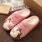 Warm Winter Home Unicorn Slippers Women's Men's Slippers Pink Ladies Slippers Shoes Soft White Plush Fur Shoes Comfortable