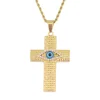 manufacturers selling jewelry hip hop classic big strong gold cross with blue eye of evil engraved Casting diamond pendant