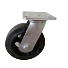 Heavy duty 6 inch 2 inch Fixed Plate Rubber On Cast Iron Trolley Caster Wheel wholesale