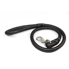 Leather round dog collar High quality dog leather leash strong for Medium Large size Dogs black color