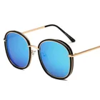 Metal cover polaried sunglasses round mirror lens glasses