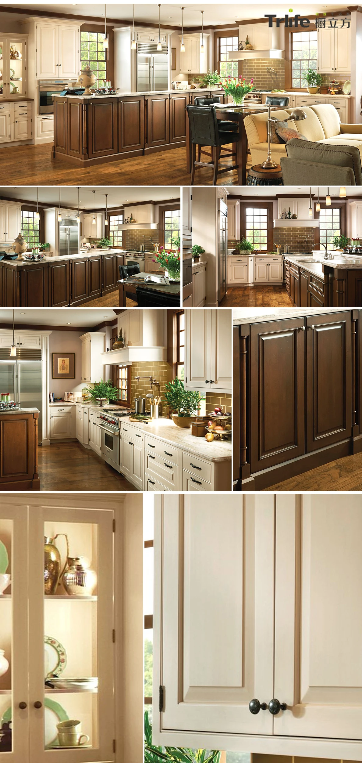 Luxury classic style solid wood full kitchen cabinet