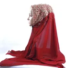 Wholesale Pure Color Lady Muslim New Design Beading Head Chiffon Scarf