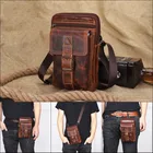 2020 new crazy horse leather men's shoulder first layer cowhide genuine leather mini waist bag