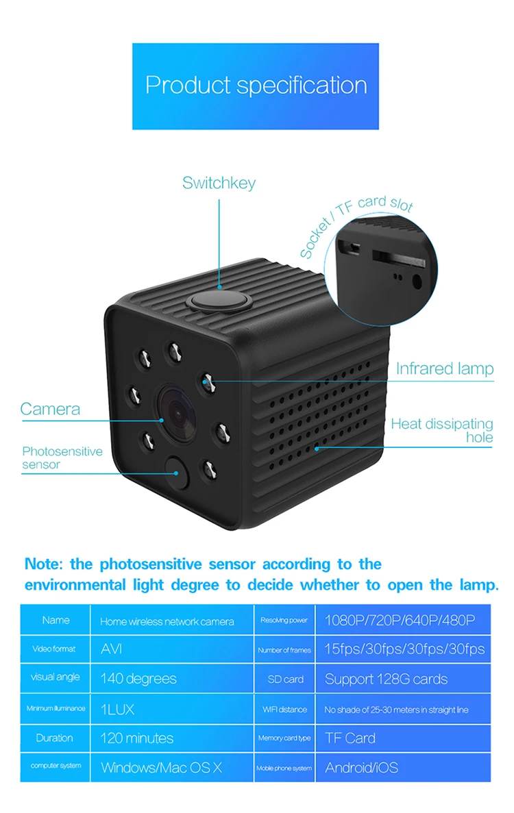 Baby Monitor For Home Office Outdoor Sport Recorder Mini Camcorders Wifi Cctv Camera Espia Wireless Hidden IP Camera