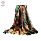 Wholesale custom fashion colorful 100% silk digital printed large long silk satin scarf