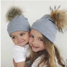 children's kids Baby Fashion Winter Hat Cap Printed Knit Cotton Fur Pompom Bonnet Hat