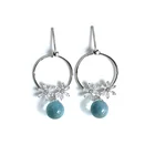 2020 Fashion 925 Silver Gold Plated Boutique Flower Shape Crystal Ball Female Earrings