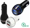 Quick 3.1a QC3.0 Dual USB Fast Car Charger Adapter BLUE LED light 2USB Fast Charging For iPhone Samsung