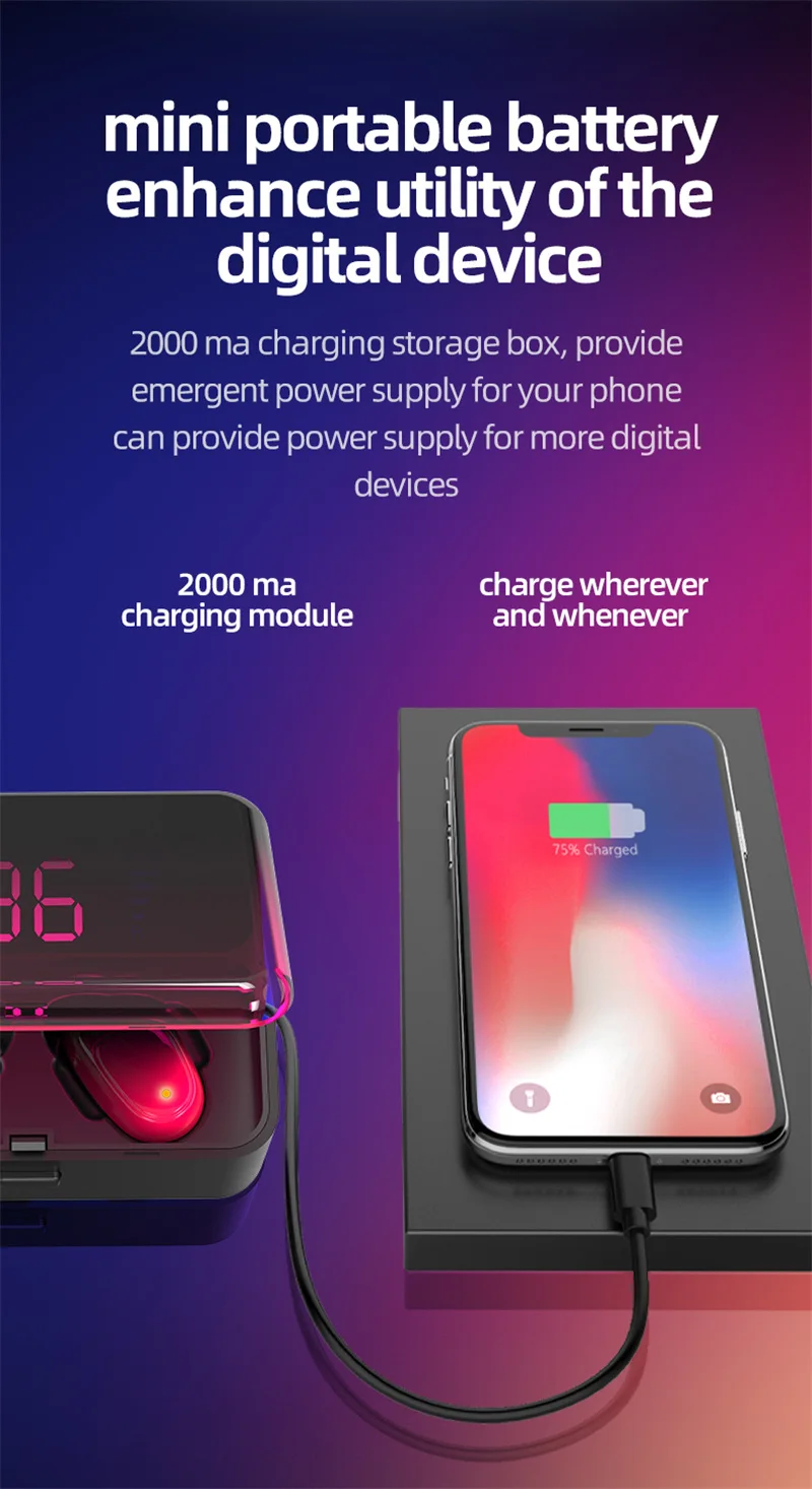 Best Seller BT V5.0 Wireless TWS Earphones, TWS Wireless Earbuds with Touch Control, Wireless TWS Headphones with Charging Case - ANKUX.COM