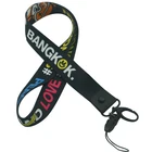 High Quality Metal Hook and Phone Cord Black Sublimation custom neck lanyard ID card holder