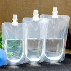 High quality customized stand up plastic bag drink liquid spout pouch clear 500ml