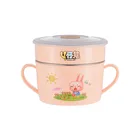 Korean Style Double Layer Plastic Stainless Steel Detachable Clean Sealed Lid Kid Children Toddler Cup Bowl Set
