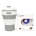 Livesilicone custom Logo BPA free 350ml collapsible foldable silicone travel coffee cup with lid
