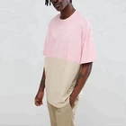 wholesale custom printing crew neck two-tone design longline style men oversized t shirt