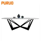 New design 12mm tempered glass modern metal design dining table