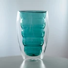 Factory Direct supply borosilicate colored double wall glass coffee cup