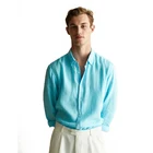 High quality light color cotton dress shirts men comfortable linen shirt for casual