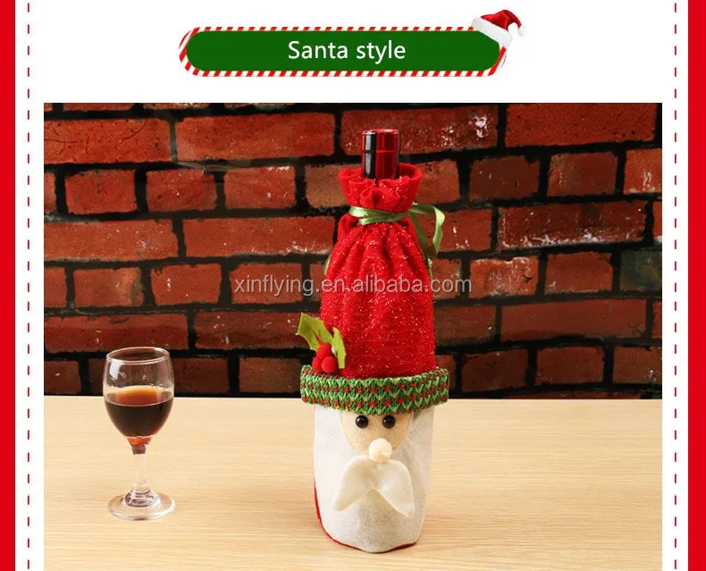christmas wine bottle cover gift bottle bag decoration red wine