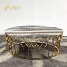 New design home furniture rose gold side table marble top round coffee table set