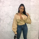 2020 Trendy Hot Sell White V-neck Beam Waist Sexy Lantern Sleeve Personalized Shirt Women Clothing