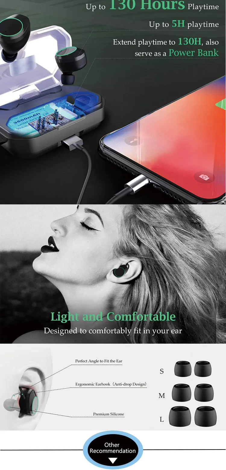 Hot sell bluetooth waterproof noise cancelling earphone earbuds x6 tws - ANKUX.COM