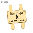 Light gold metal logo label garment accessory,square shape metal plate with black logo