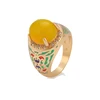 14836 Best quality elegant women jewelry carved design yellow opal tibetan gold ring