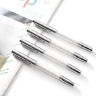 white elegant custom logo crystal metal gift pen with cap