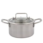 Safely 304 stainless steel food grade aluminum thick bottom visual lid 16cm mini soup baby pot
