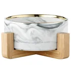 Pet Pet Bowl Pets Free Sample Customize Luxury Wooden Insulated Marble Pet Cat Dog Ceramic Dogs Bowl