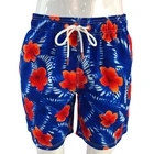 OEM Custom sublimation floral printing mesh lined surf board short mens swimming trunks