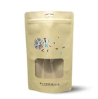 Custom matte stand food zipper paper plastic composite transparent window tea luxury supermarket kraft paper bag