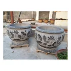 White Marble Decorative Garden Stone Flower Planter Pot, Natural Stone Carved Garden Pots