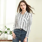 Casual ladies plain dyed blouse women stripes long sleeves for streetwear