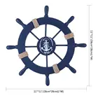 Nautical Beach Dark Blue Wooden Ship Wheel Wall Decor