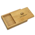 Unfinished small bamboo custom logo wooden gift box business card box with sliding lid