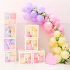 2020 Reusable Baby Shower Decoration Balloon Box LED light string White Alphabet Balloon Storage Block For Birthday Wedding