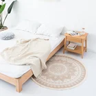 New design living room decor round floor mat digital printing round carpet with fringes